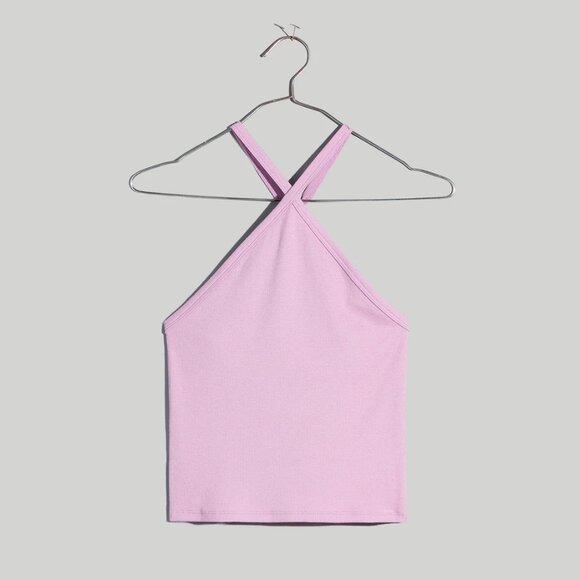 Madewell Supima Rib Halter Tank Top Vibrant Lilac Large - Picture 3 of 10